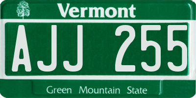 VT license plate AJJ255