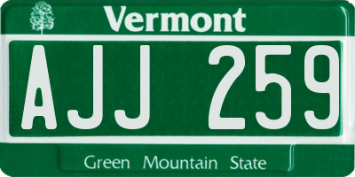 VT license plate AJJ259