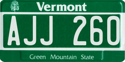 VT license plate AJJ260