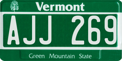 VT license plate AJJ269