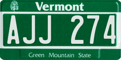 VT license plate AJJ274
