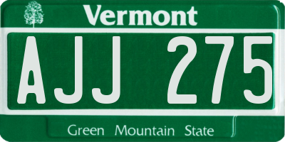 VT license plate AJJ275