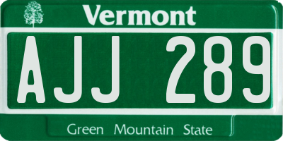 VT license plate AJJ289