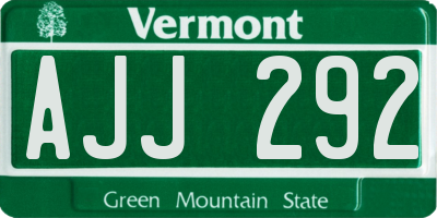 VT license plate AJJ292
