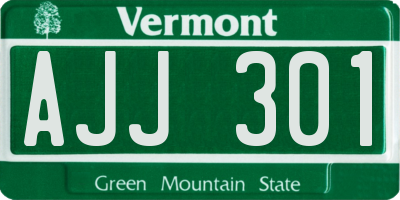VT license plate AJJ301