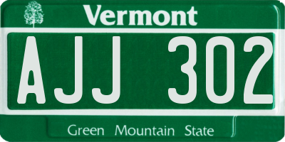 VT license plate AJJ302