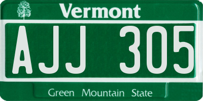 VT license plate AJJ305