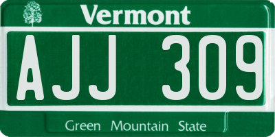VT license plate AJJ309