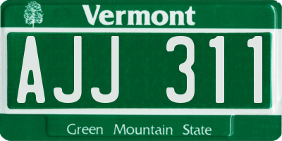 VT license plate AJJ311