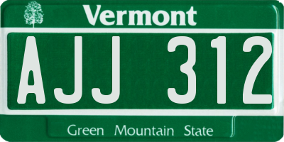 VT license plate AJJ312
