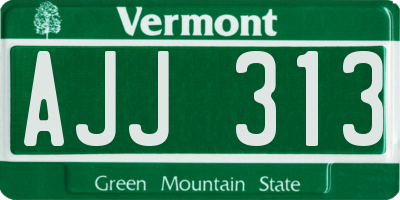 VT license plate AJJ313