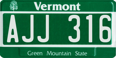 VT license plate AJJ316