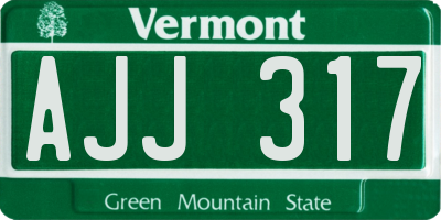 VT license plate AJJ317