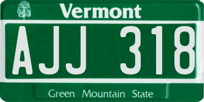 VT license plate AJJ318