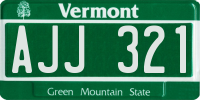 VT license plate AJJ321