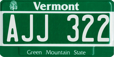 VT license plate AJJ322