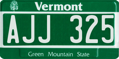 VT license plate AJJ325