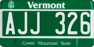 VT license plate AJJ326