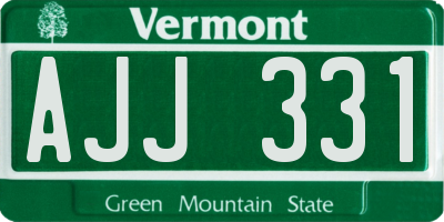 VT license plate AJJ331