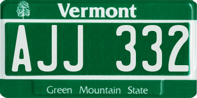 VT license plate AJJ332