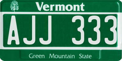 VT license plate AJJ333