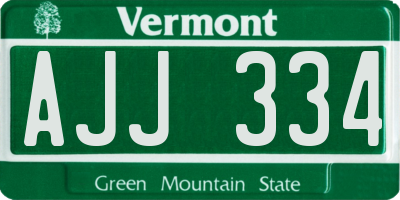VT license plate AJJ334