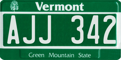 VT license plate AJJ342