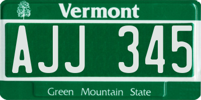 VT license plate AJJ345