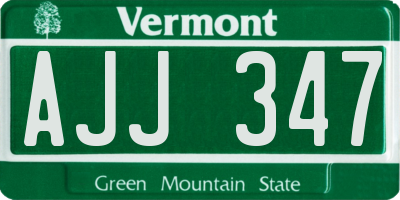 VT license plate AJJ347