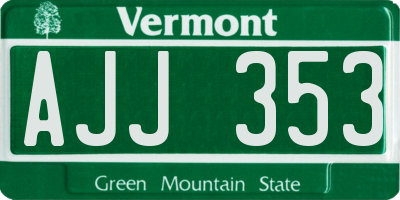 VT license plate AJJ353