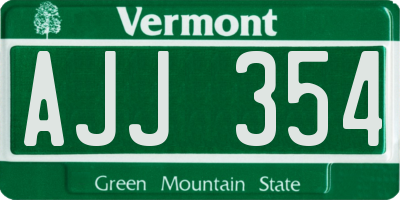 VT license plate AJJ354
