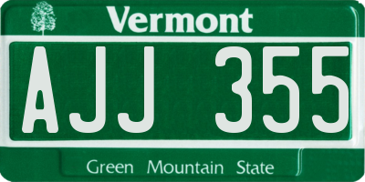 VT license plate AJJ355