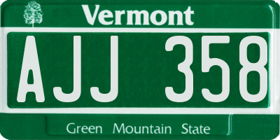 VT license plate AJJ358