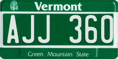 VT license plate AJJ360