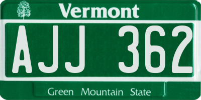 VT license plate AJJ362