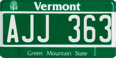 VT license plate AJJ363