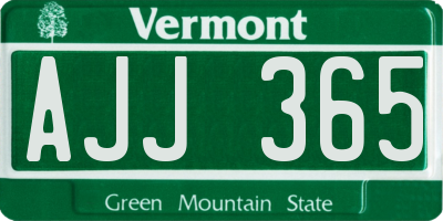 VT license plate AJJ365