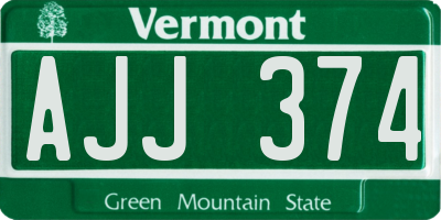 VT license plate AJJ374