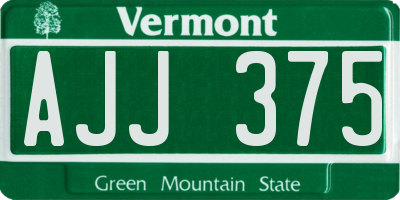 VT license plate AJJ375