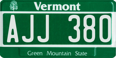 VT license plate AJJ380