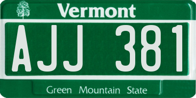 VT license plate AJJ381