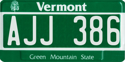 VT license plate AJJ386