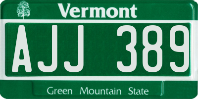 VT license plate AJJ389