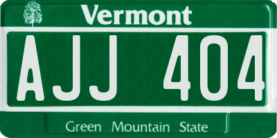 VT license plate AJJ404