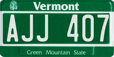 VT license plate AJJ407