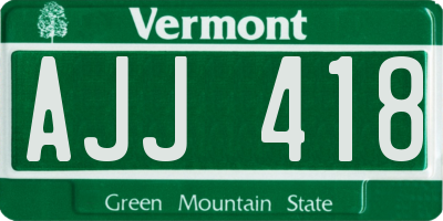 VT license plate AJJ418
