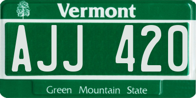 VT license plate AJJ420
