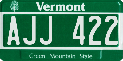 VT license plate AJJ422