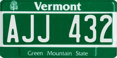 VT license plate AJJ432