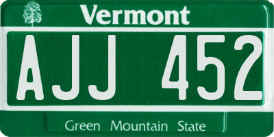VT license plate AJJ452